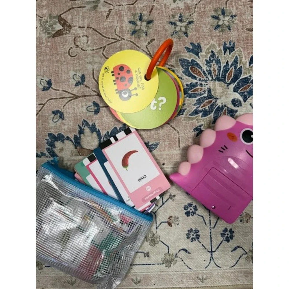 Educational Talking Flash Cards Dinosaur Reader Learning Toy Kids OS Pink
